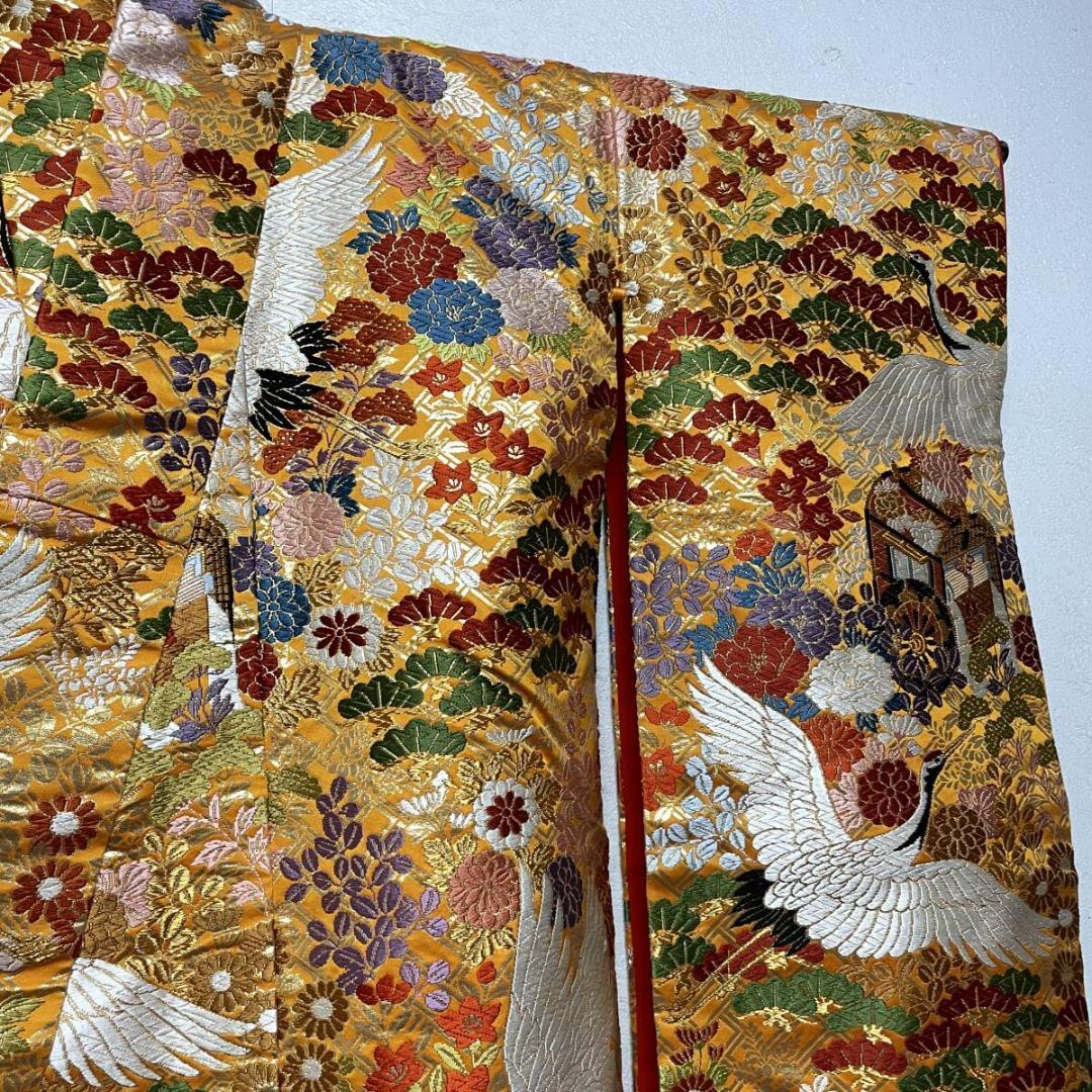 Iro-Uchikake Wedding Kimono with All-Over Crane and Floral Embroidery