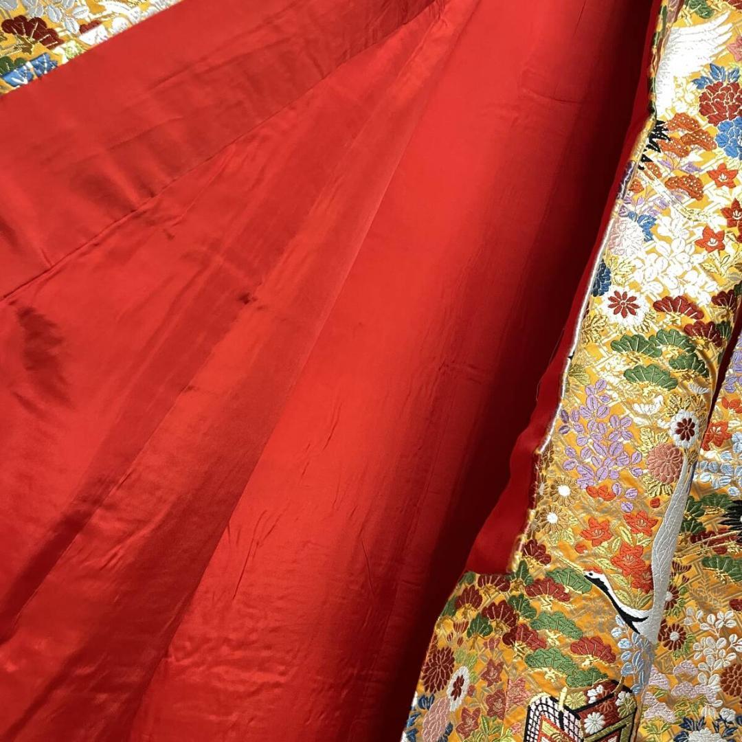 Iro-Uchikake Wedding Kimono with All-Over Crane and Floral Embroidery