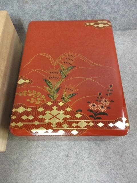 Kuwahara Document Box, Inkstone Box, Case Set of 3 Ouchi-nuri Lacquer Maki-e