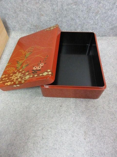 Kuwahara Document Box, Inkstone Box, Case Set of 3 Ouchi-nuri Lacquer Maki-e