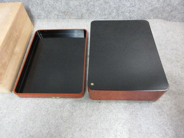 Kuwahara Document Box, Inkstone Box, Case Set of 3 Ouchi-nuri Lacquer Maki-e