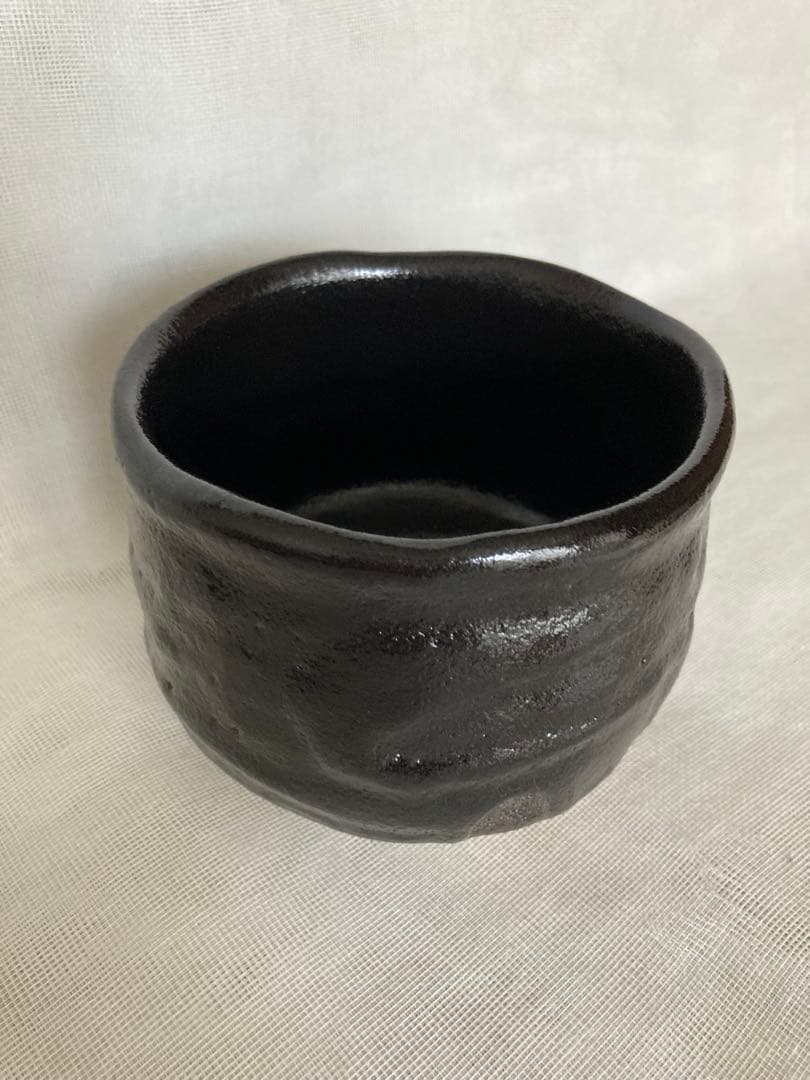 Kido Sadaaki Seto-guro Chawan Matcha Tea Bowl Half-Cylinder Shigaraki Kiln