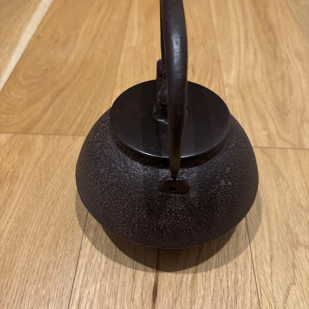 Josei Sato Nambu Tekki Tetsubin Kettle Cast Iron with Tomobako, Plum Finial