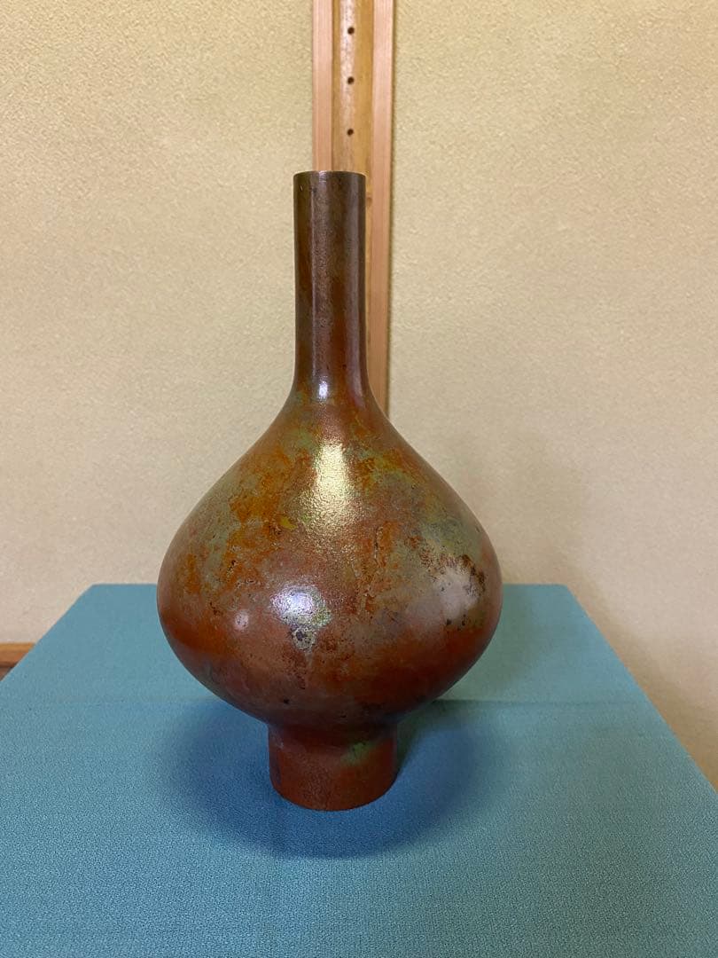 Bronze Flower Vase Hanaire by Hasegawa Gazan Japanese Tea Ceremony Flower Container