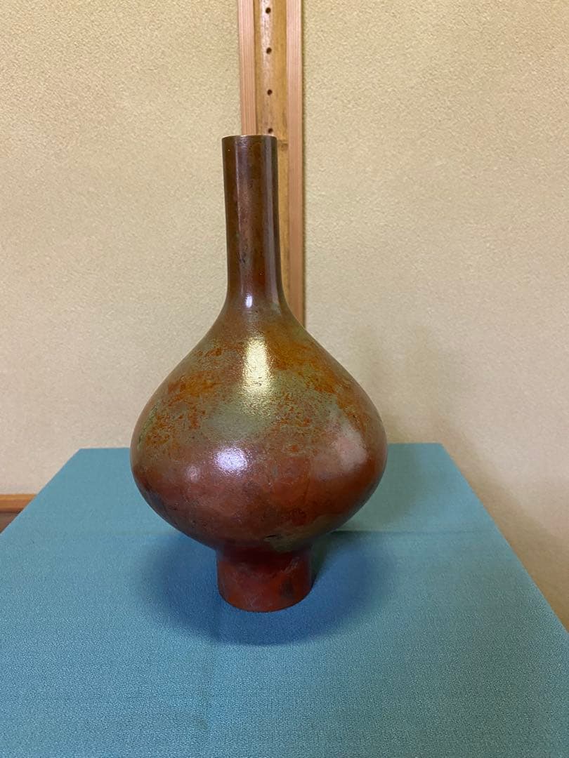 Bronze Flower Vase Hanaire by Hasegawa Gazan Japanese Tea Ceremony Flower Container
