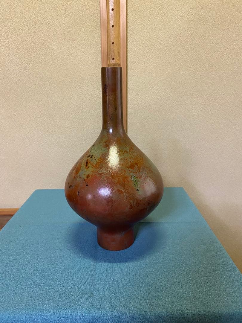Bronze Flower Vase Hanaire by Hasegawa Gazan Japanese Tea Ceremony Flower Container