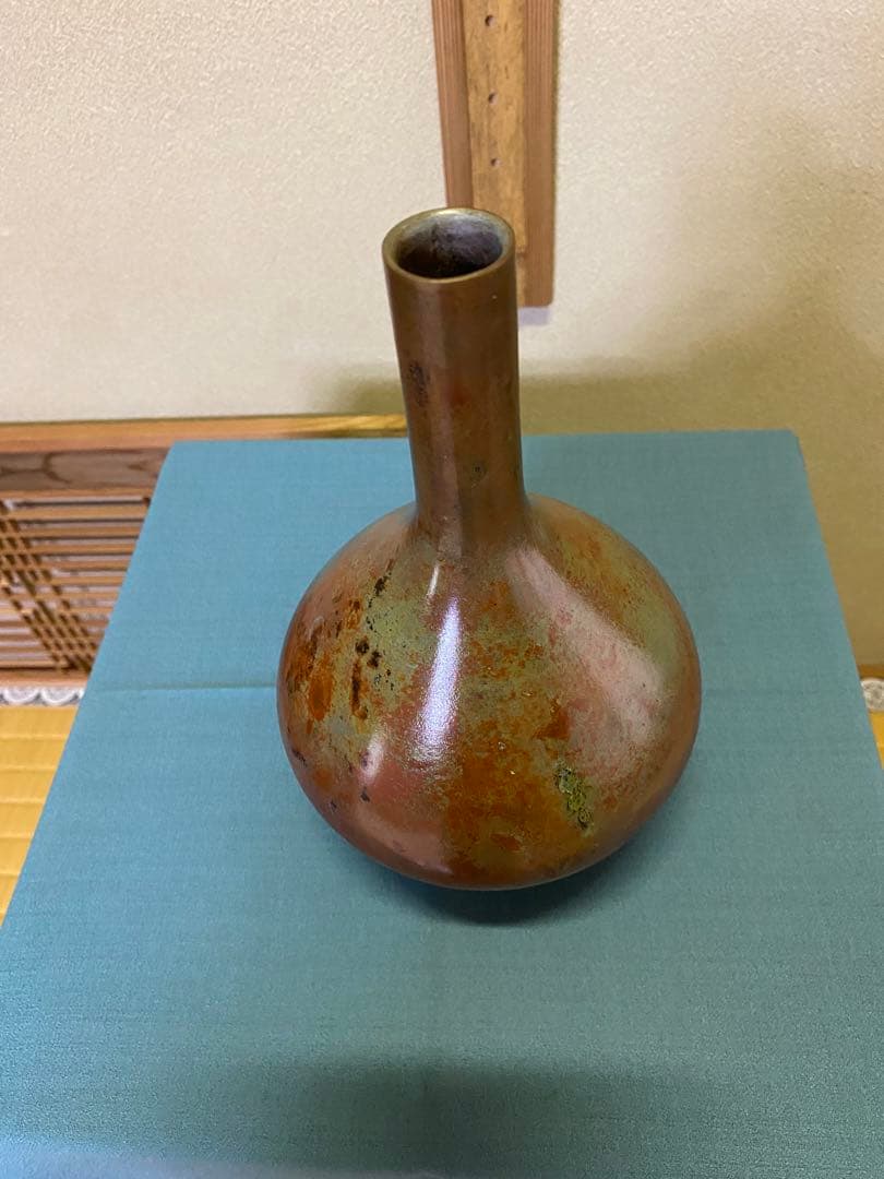 Bronze Flower Vase Hanaire by Hasegawa Gazan Japanese Tea Ceremony Flower Container