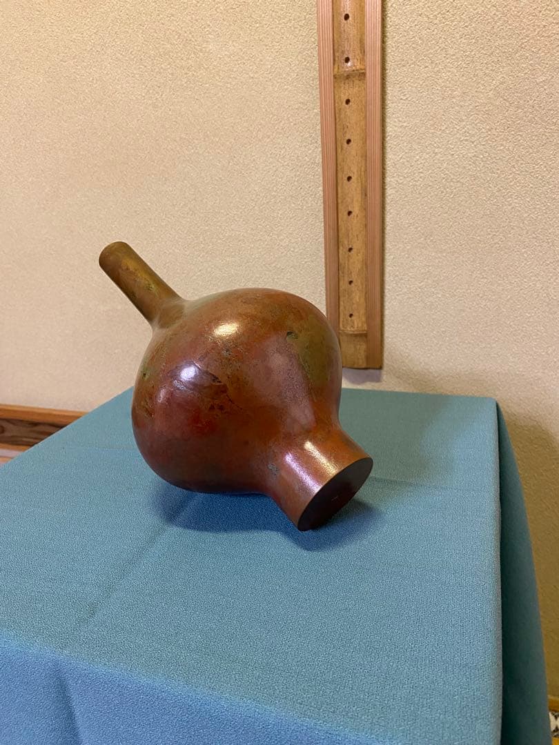 Bronze Flower Vase Hanaire by Hasegawa Gazan Japanese Tea Ceremony Flower Container