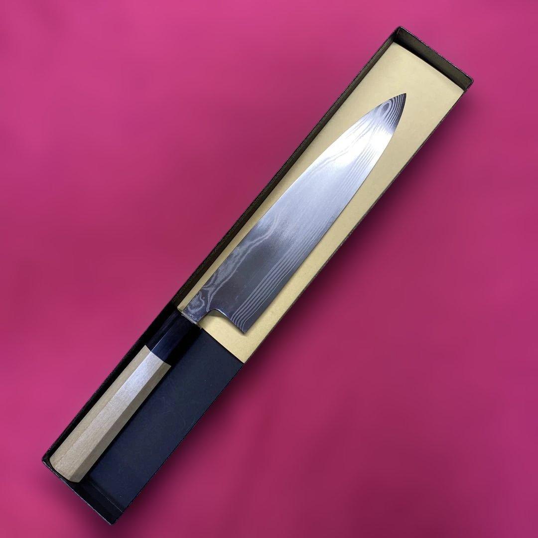 High-Carbon Stainless Steel Gyuto Chef Knife Damascus Suminagashi Double-Edged 210mm