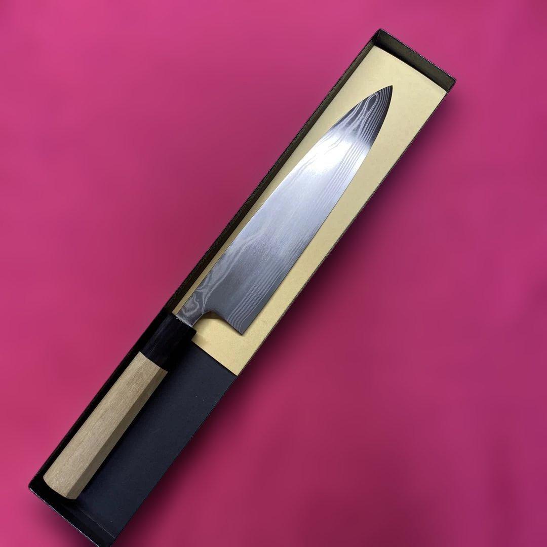 High-Carbon Stainless Steel Gyuto Chef Knife Damascus Suminagashi Double-Edged 210mm