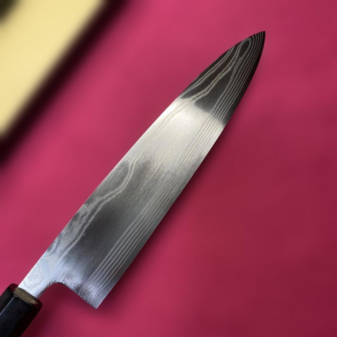 High-Carbon Stainless Steel Gyuto Chef Knife Damascus Suminagashi Double-Edged 210mm