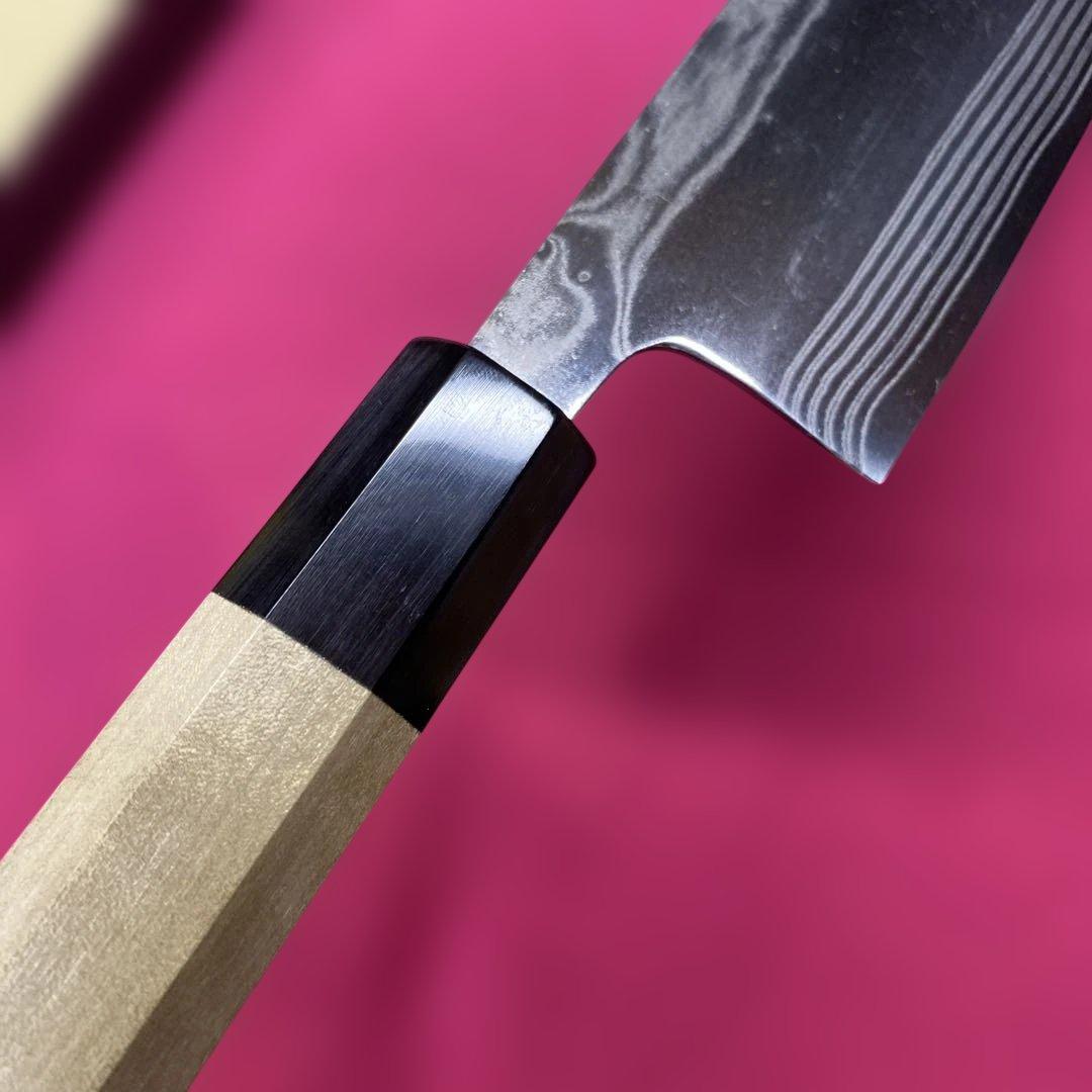 High-Carbon Stainless Steel Gyuto Chef Knife Damascus Suminagashi Double-Edged 210mm