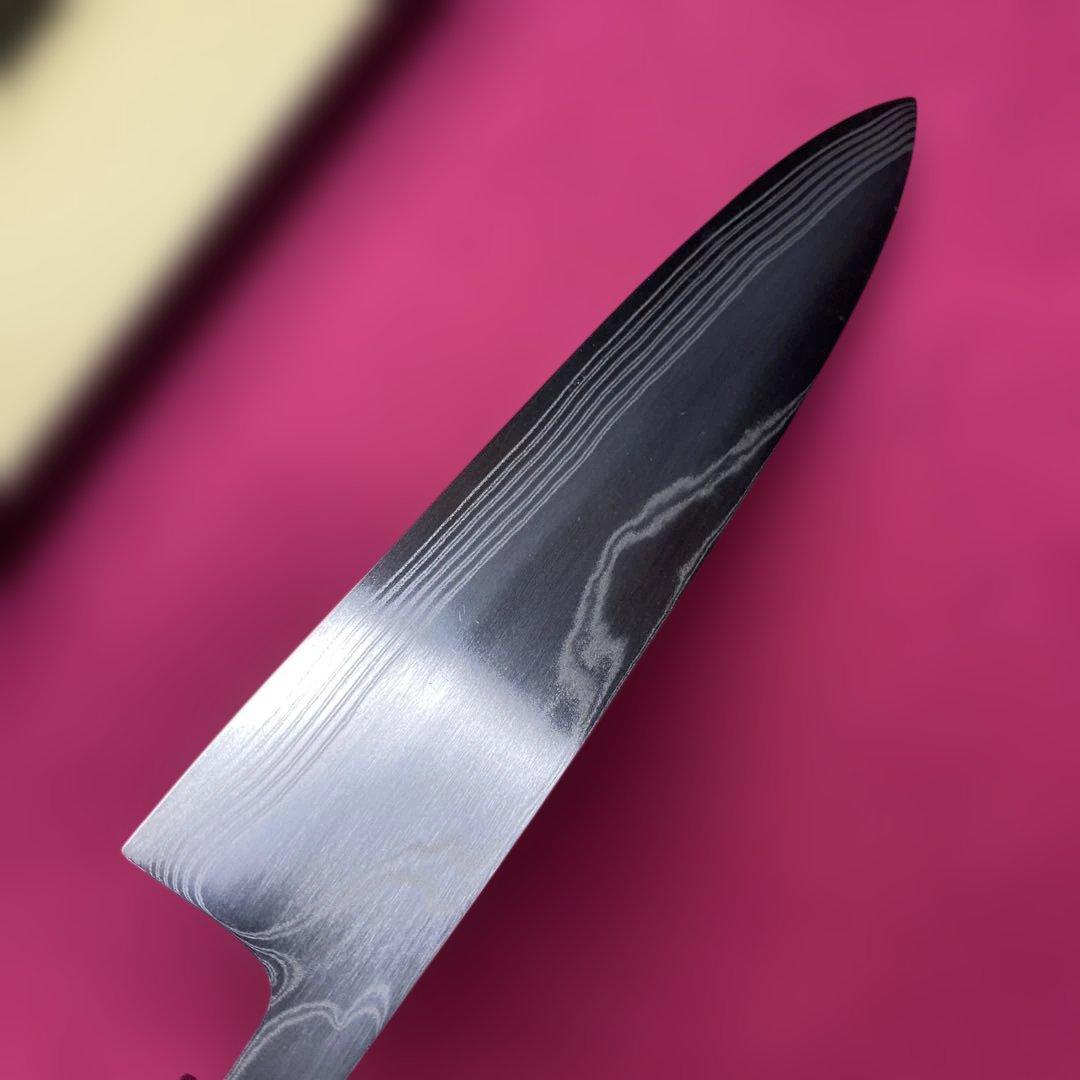 High-Carbon Stainless Steel Gyuto Chef Knife Damascus Suminagashi Double-Edged 210mm