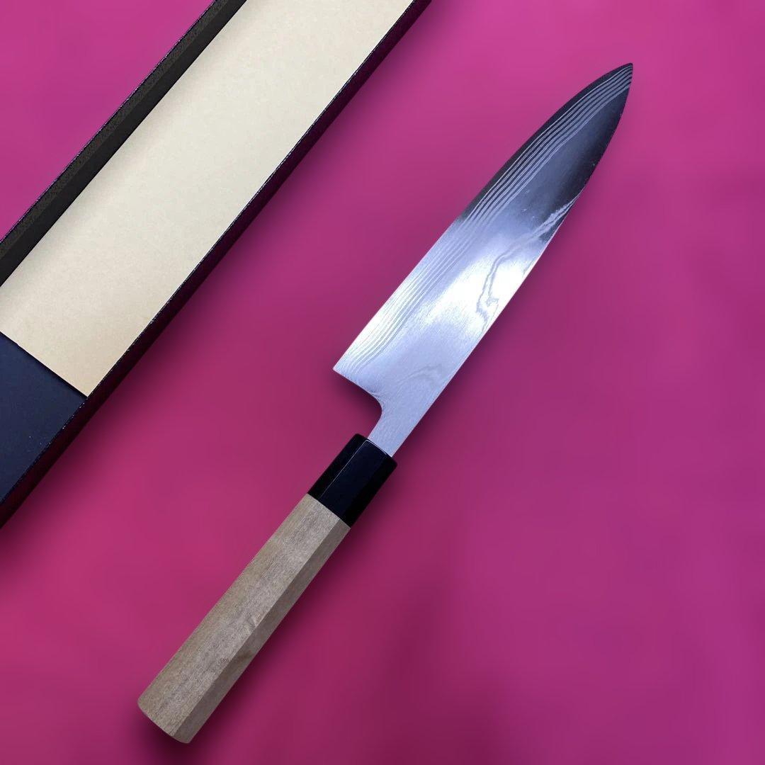 High-Carbon Stainless Steel Gyuto Chef Knife Damascus Suminagashi Double-Edged 210mm