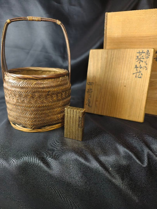 Hogetsuro Antique Chinese Bamboo Basket Karamono Vegetable Basket Meiji 8 (1875)