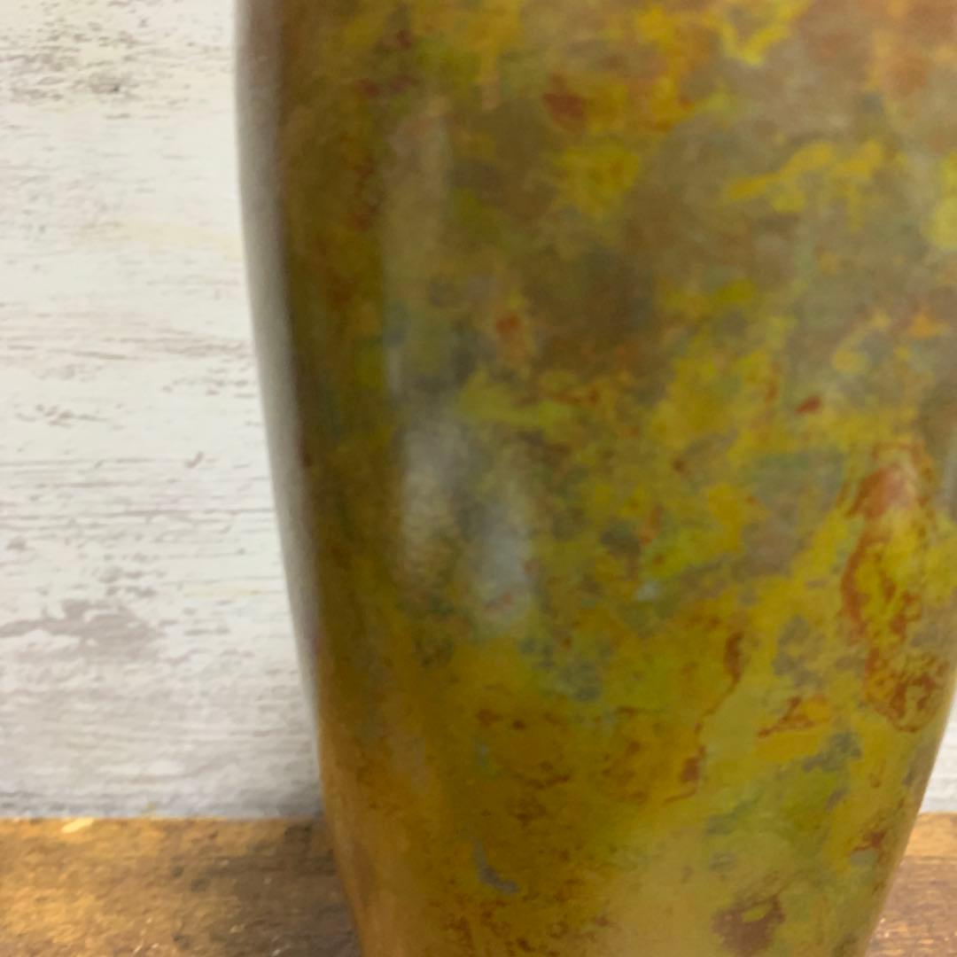 Hasegawa Yoshihisa Bronze Flower Vase with Signed Wooden Box, Nitten Sculptor