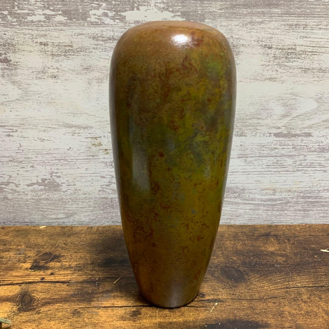 Hasegawa Yoshihisa Bronze Flower Vase with Signed Wooden Box, Nitten Sculptor