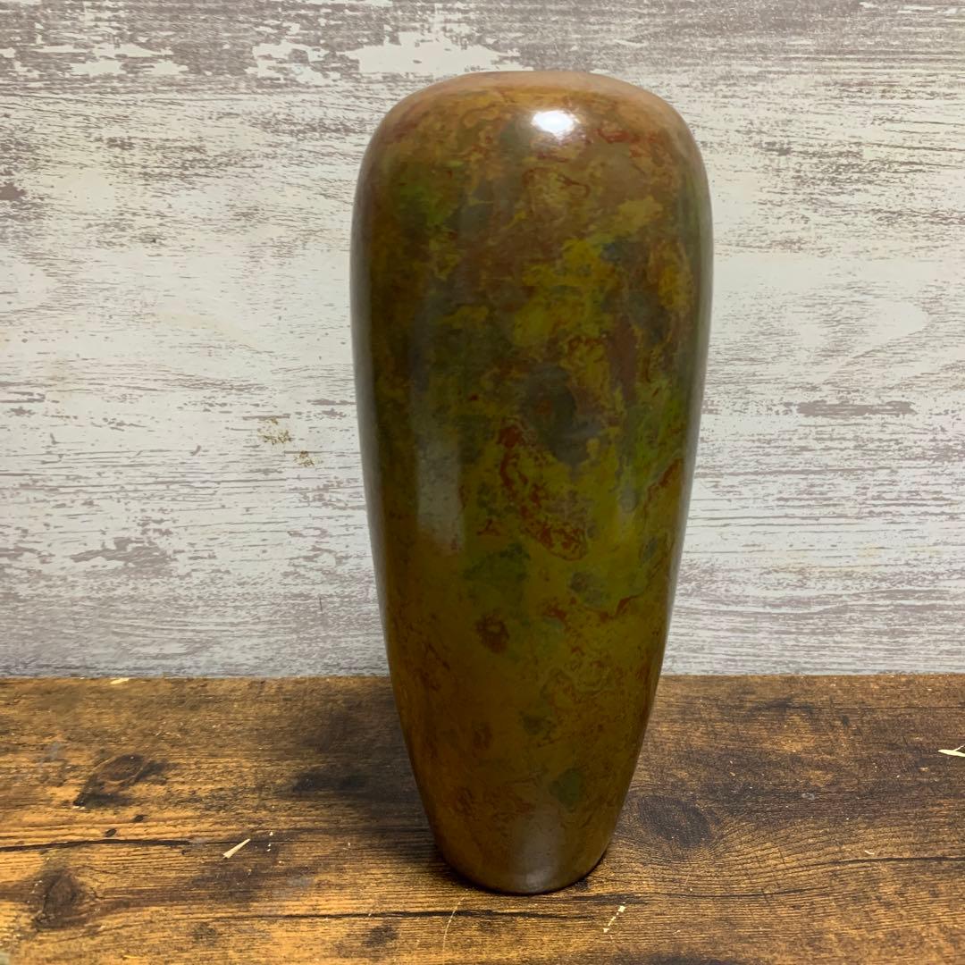 Hasegawa Yoshihisa Bronze Flower Vase with Signed Wooden Box, Nitten Sculptor