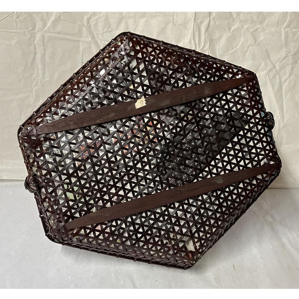 Ando Chikuryosai Hexagonal Handled Bamboo Basket with Narumi Chosuke Oribe Plate