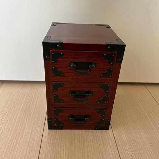 Hida Takayama Keyaki Wood Small Chest of Drawers Three-Tier Mini Tansu