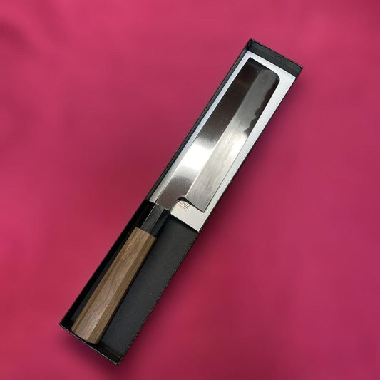 Edo Usuba Knife Aoni Blue No.2 Steel 195 mm Single-Bevel Walnut Octagonal Handle