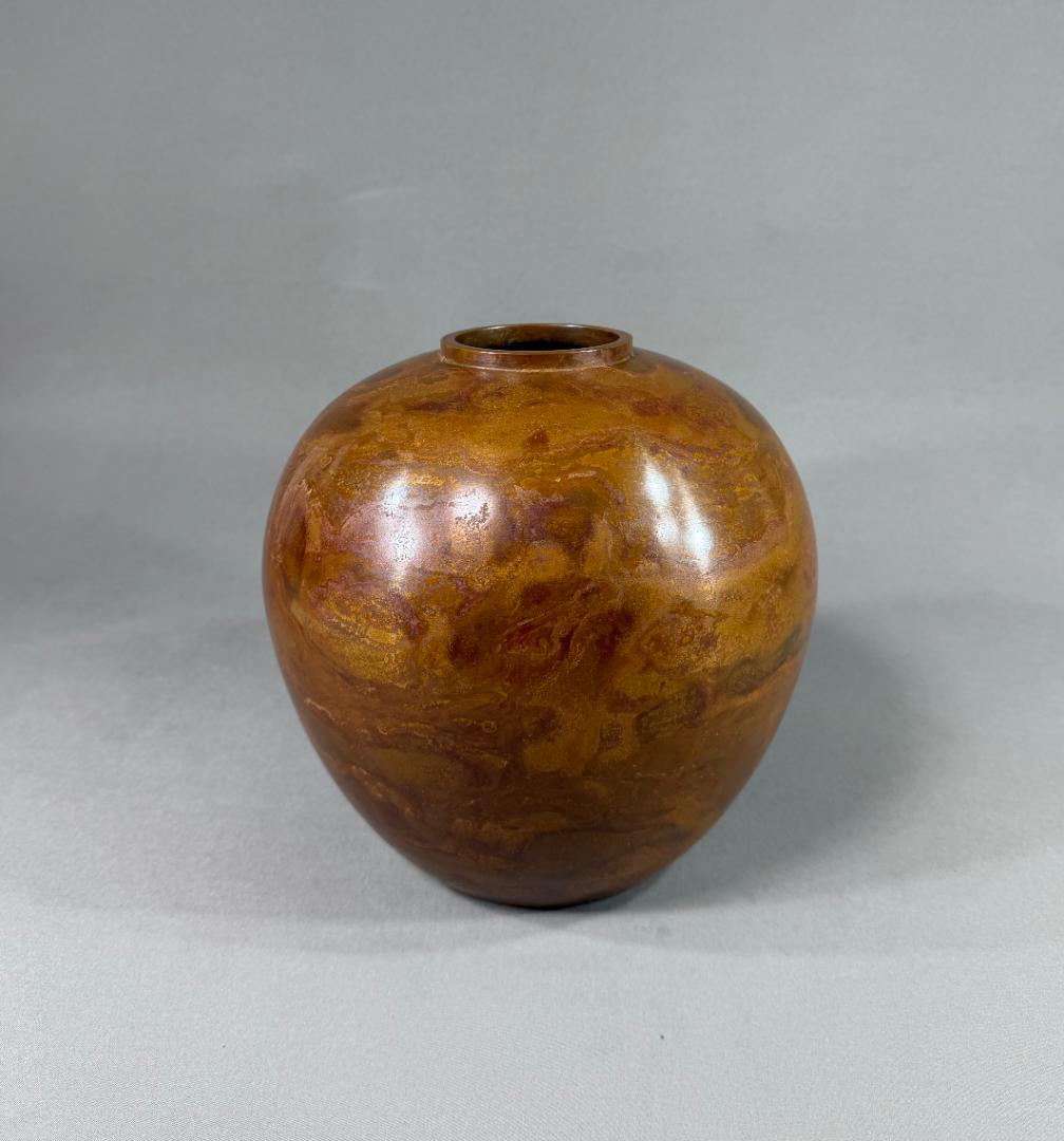 Hasegawa Yoshihisa Bronze Flower Vase Madara Shido Karadou Yamagata Casting with Box