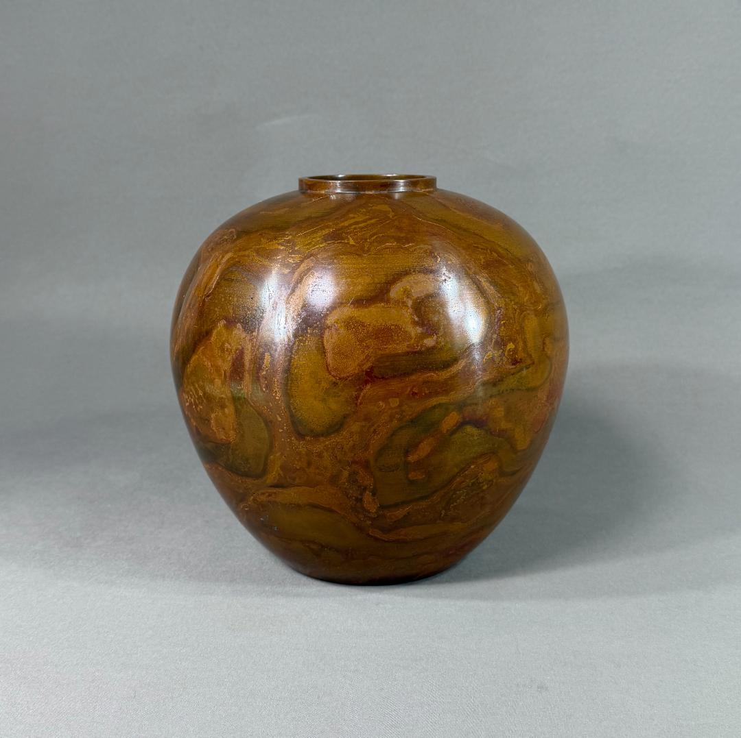 Hasegawa Yoshihisa Bronze Flower Vase Madara Shido Karadou Yamagata Casting with Box