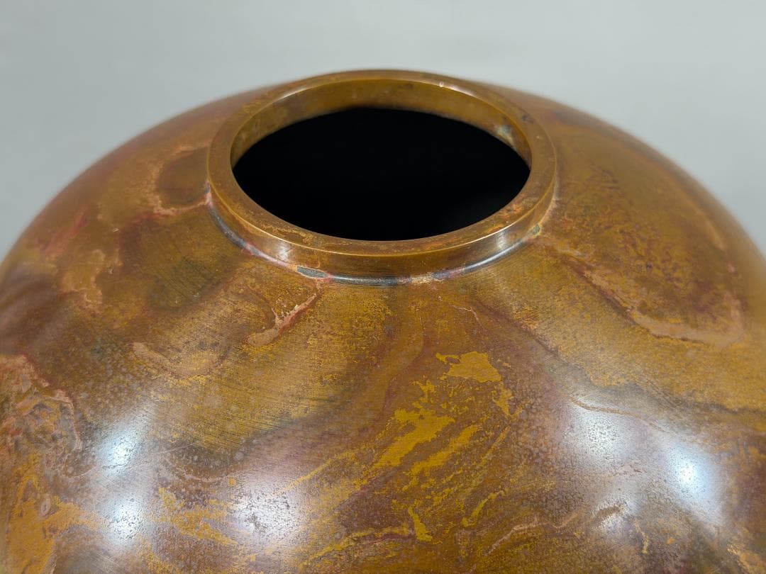 Hasegawa Yoshihisa Bronze Flower Vase Madara Shido Karadou Yamagata Casting with Box