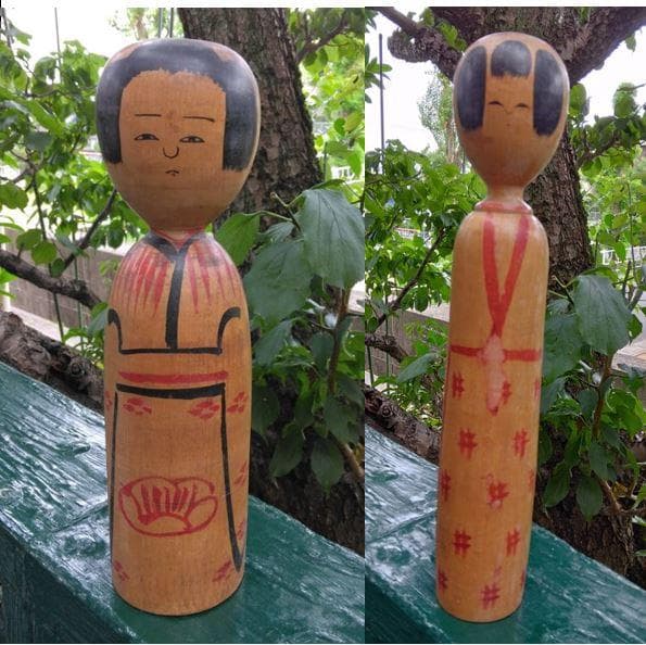 Ogura Kyutaro and Abe Heishiro Kijiyama Kokeshi Pair of Dolls, Wood