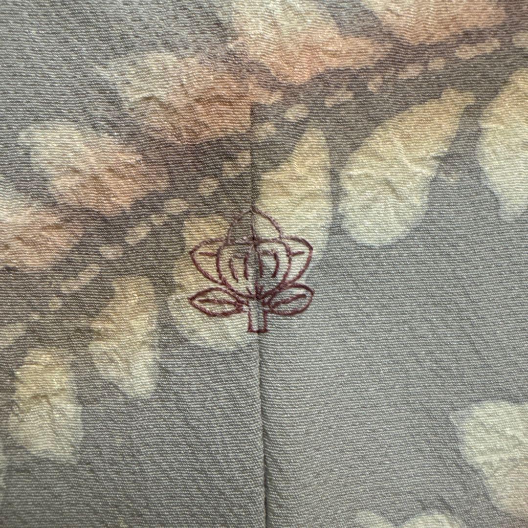 Artist Silk Houmongi Kimono Tsujigahana Shibori Hand-Painted Awase Gray Signed
