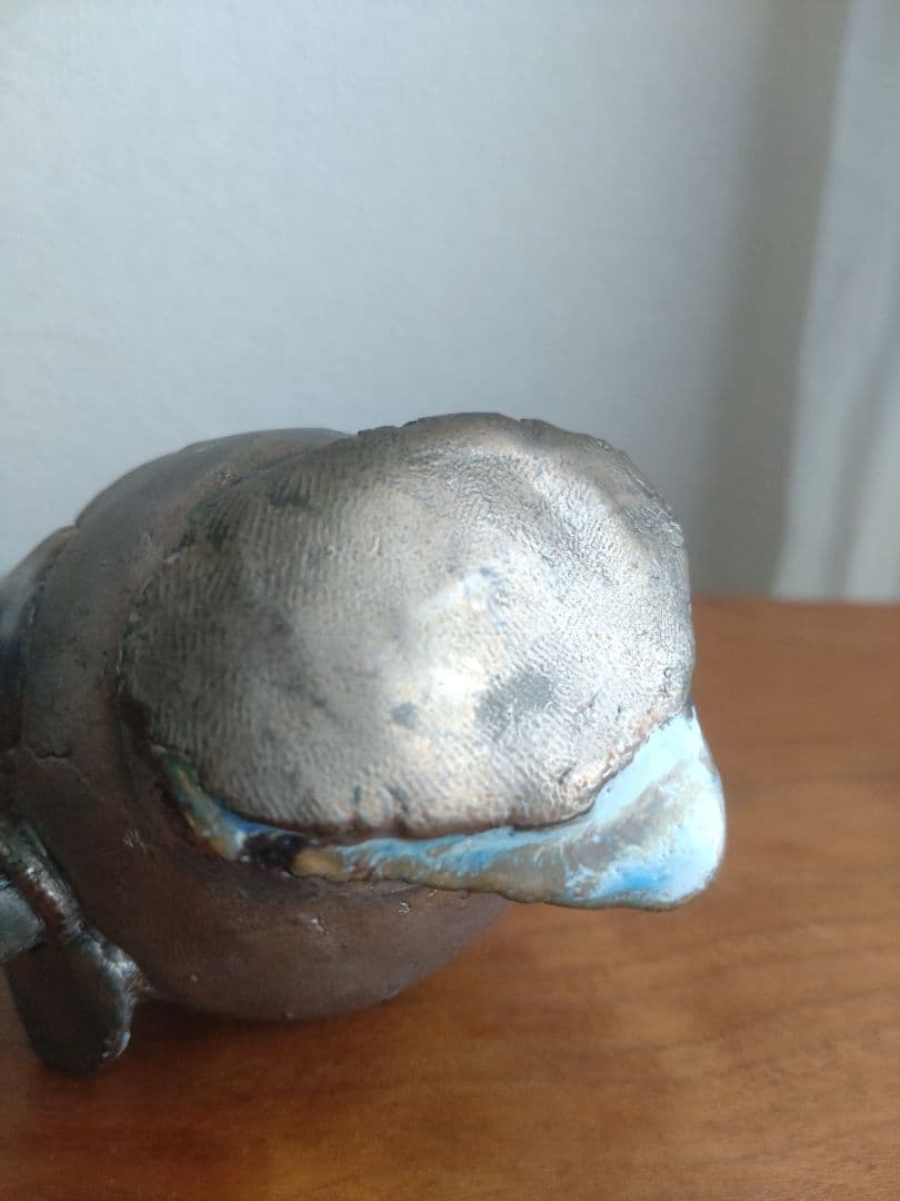 Kentaro Kawabata Silver-Glaze Avant-Garde Ceramic Objet, Hand-Built Porcelain with Glass