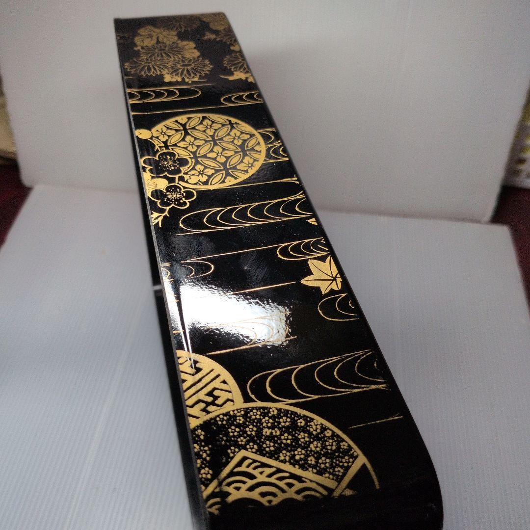 Japanese Lacquer Suzuribako Writing Box, Maki-e Chrysanthemum Pine Flowing Water