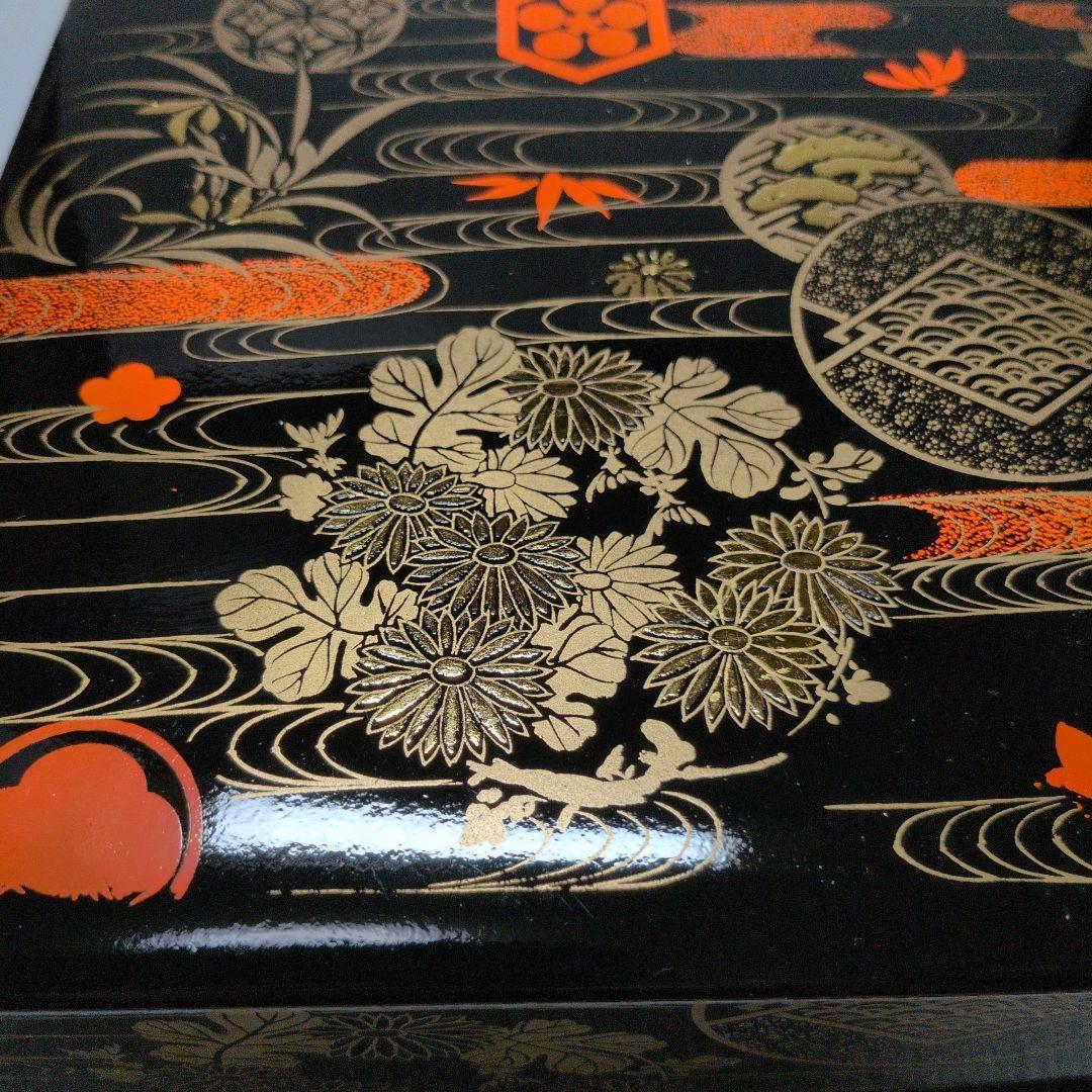 Japanese Lacquer Suzuribako Writing Box, Maki-e Chrysanthemum Pine Flowing Water