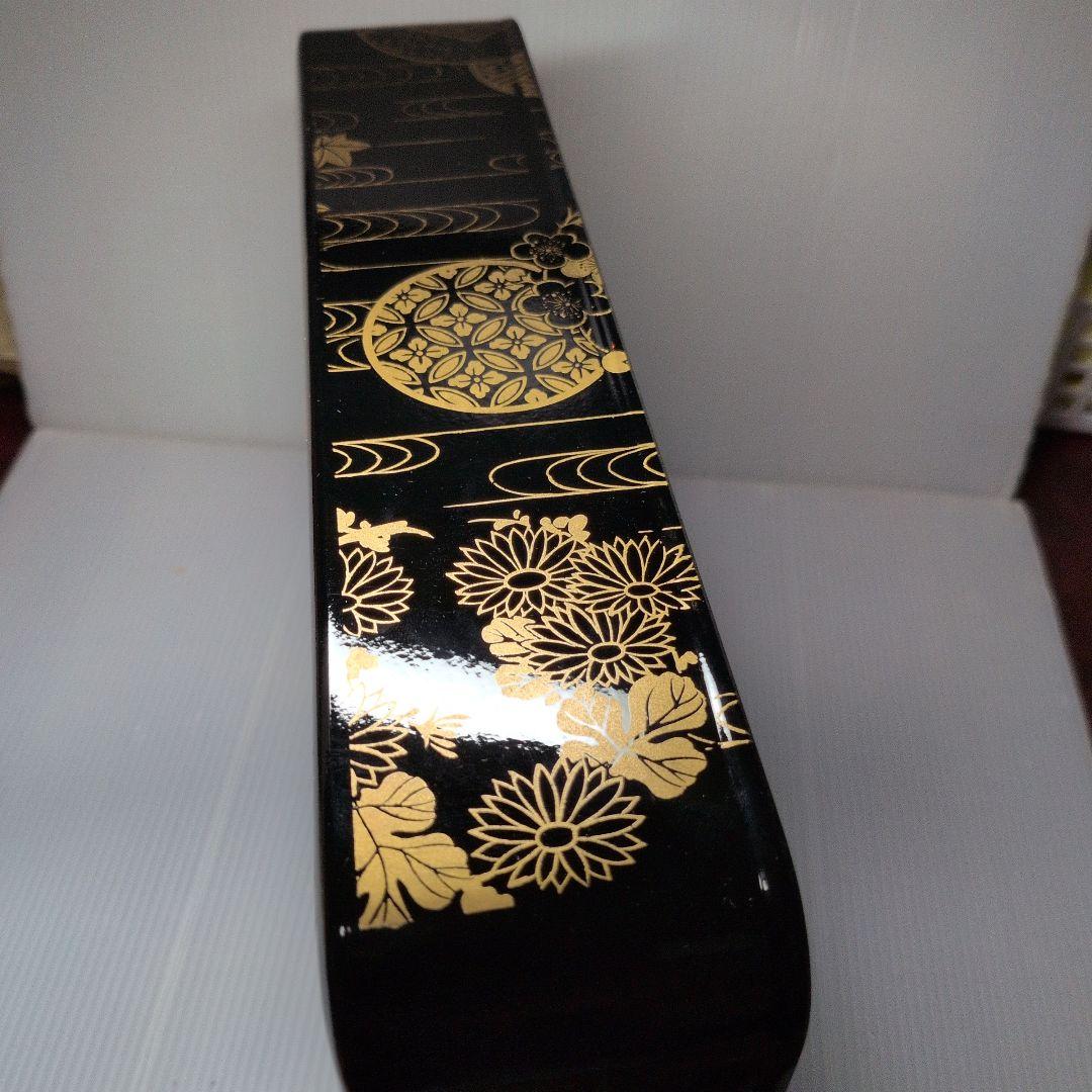 Japanese Lacquer Suzuribako Writing Box, Maki-e Chrysanthemum Pine Flowing Water