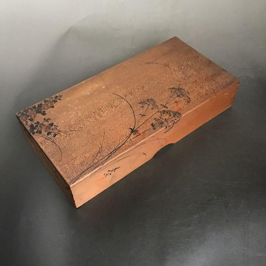 Japanese Urushi Lacquer Maki-e Suzuribako Writing Box with Autumn Grasses