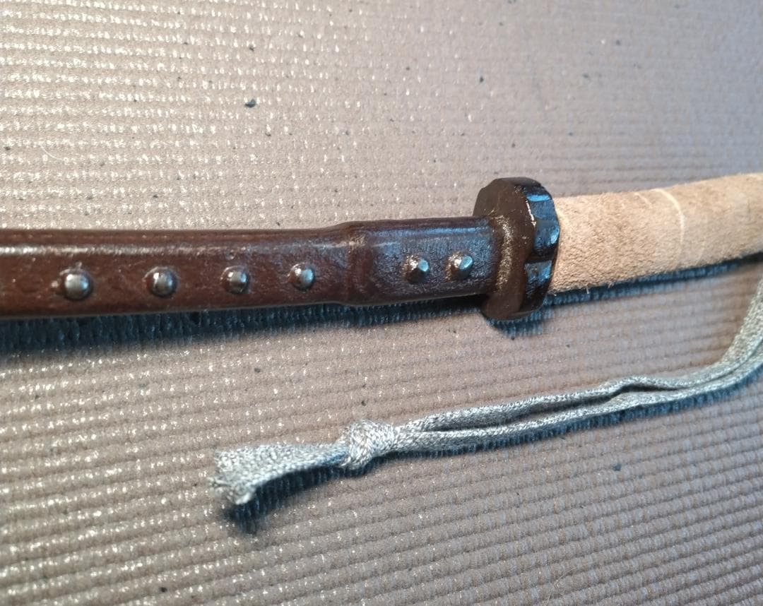 Japanese Kabutowari Iron Truncheon with Riveted Blade and Small Tsuba