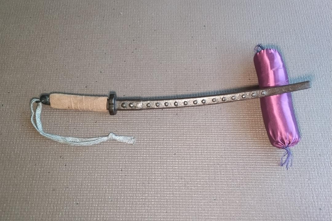 Japanese Kabutowari Iron Truncheon with Riveted Blade and Small Tsuba