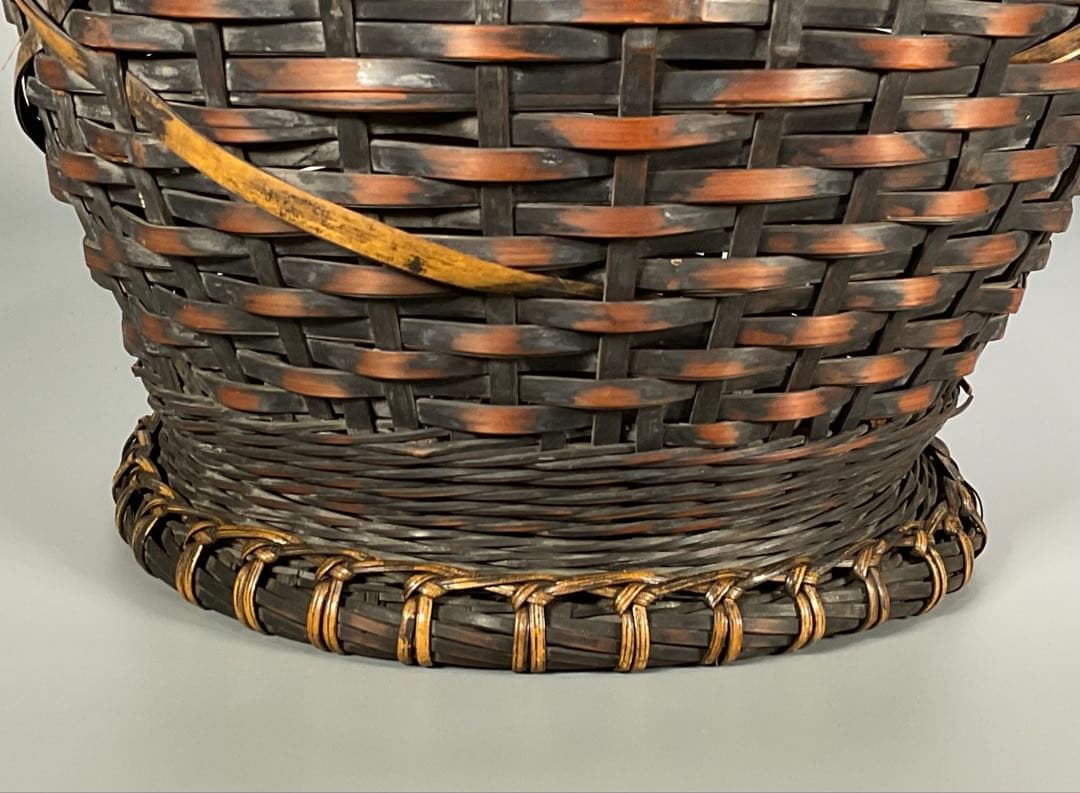 Antique Japanese Woven Bamboo Flower Basket Hanakago Ikebana Vase 42 cm