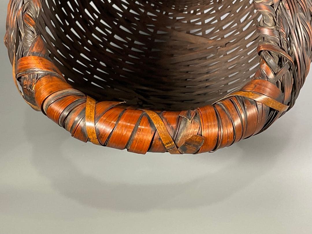 Antique Japanese Woven Bamboo Flower Basket Hanakago Ikebana Vase 42 cm