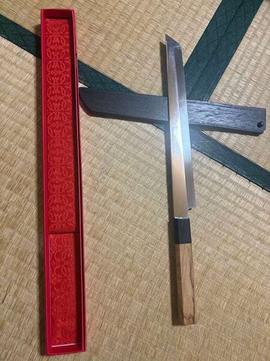 Japanese Sashimi Knife Sakimaru Mirror-Polished Blade 27 cm with Gift Box