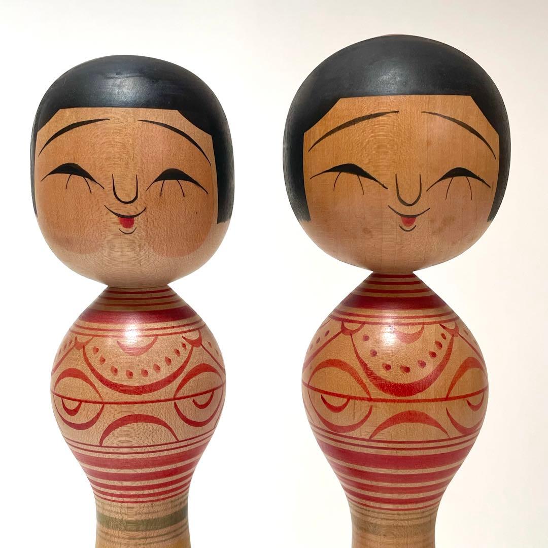 Mori Mitsuo Pair of Tsugaru Kokeshi Dolls, Nuruyu, H 31 & 30.5 cm