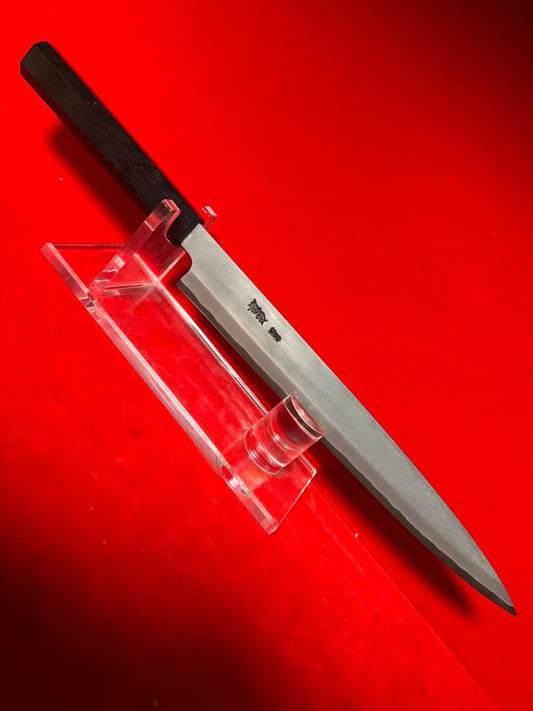 Yanagiba Sashimi Knife, Hosho, 9 Sun, Suminagashi Folded Forged, Shirogami Steel