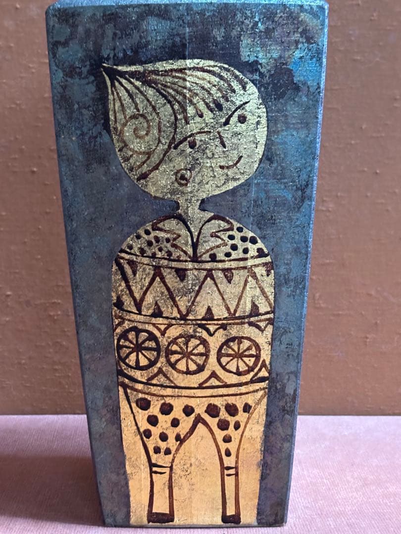 Sawada Chitojin Square Vase Lustre Glaze Gold Karako Pattern Japanese Ceramic