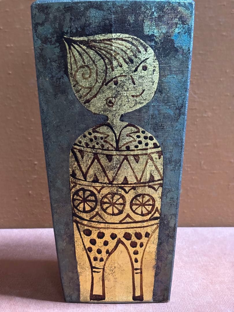 Sawada Chitojin Square Vase Lustre Glaze Gold Karako Pattern Japanese Ceramic
