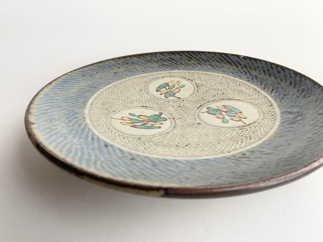 Tatsuzo Shimaoka Living National Treasure Zogan Akae Floral Large Plate w/ Box