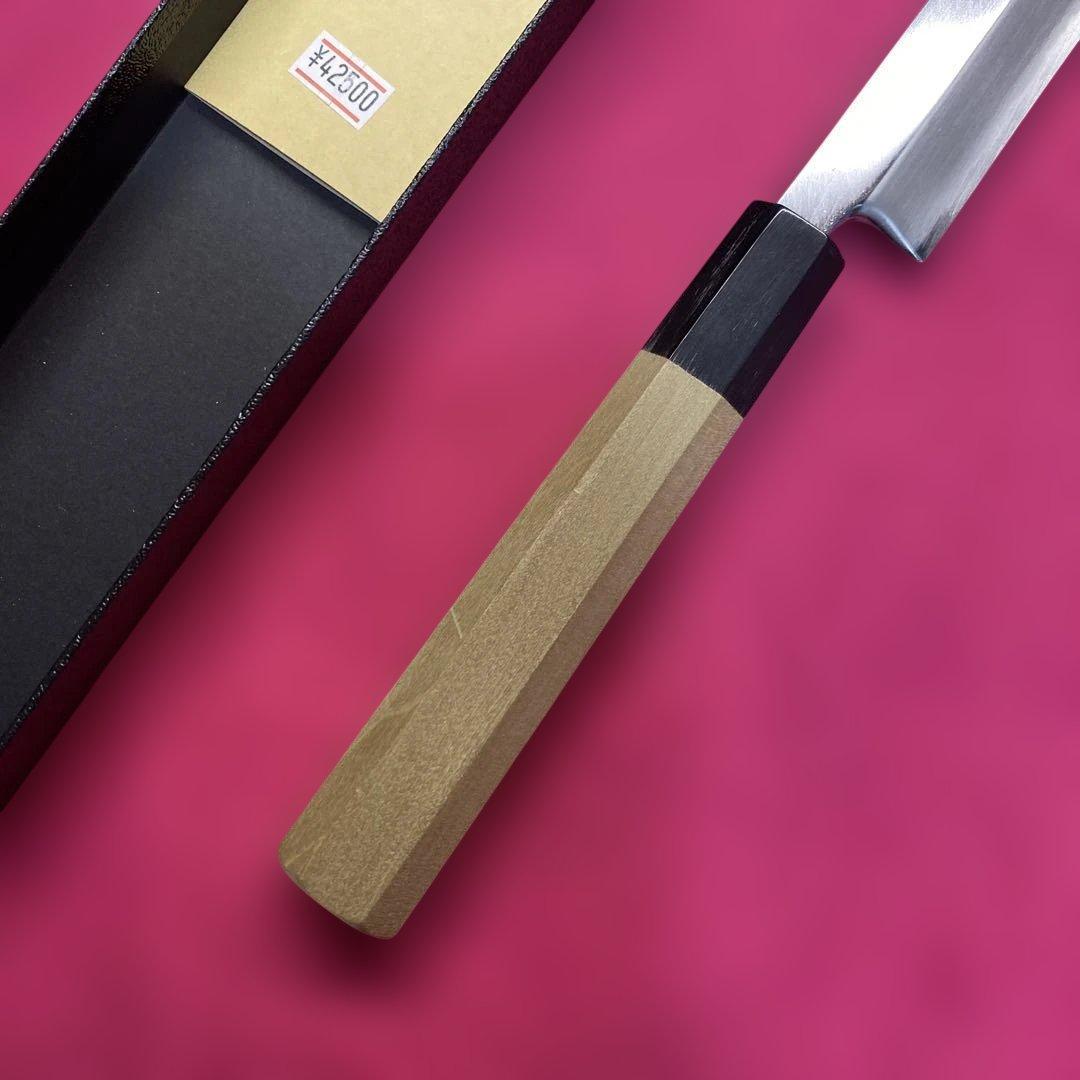 Aoni-ko Blue Steel Tako-hiki Knife Single-Bevel, Buffalo Horn Handle 330 mm