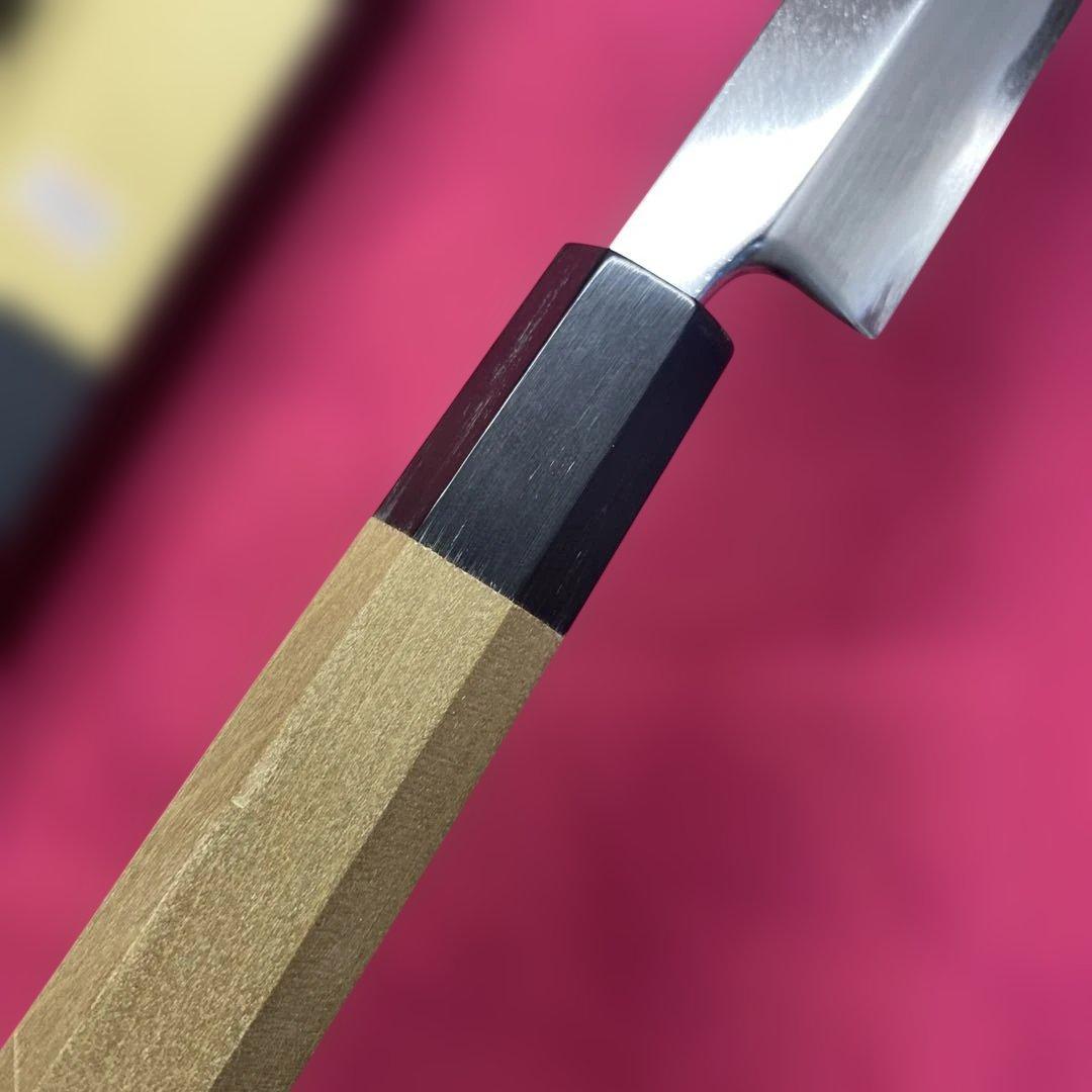Aoni-ko Blue Steel Tako-hiki Knife Single-Bevel, Buffalo Horn Handle 330 mm