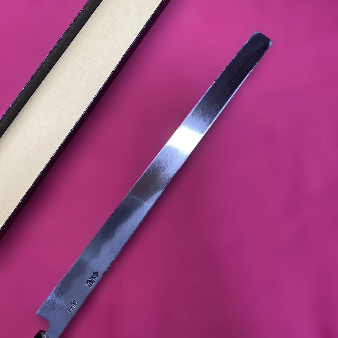 Aoni-ko Blue Steel Tako-hiki Knife Single-Bevel, Buffalo Horn Handle 330 mm