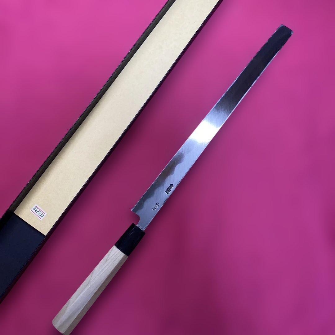 Aoni-ko Blue Steel Tako-hiki Knife Single-Bevel, Buffalo Horn Handle 330 mm