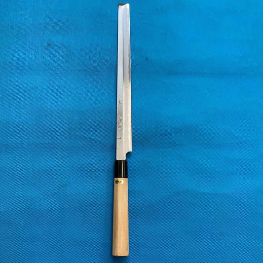 Japanese Tako-hiki Sashimi Knife, Forged Aoko Blue Steel, Buffalo Horn, 300mm